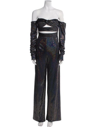 Bronx & Banco Polka Dot Print Off-The-Shoulder Jumpsuit