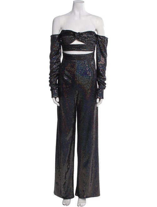 Bronx & Banco Polka Dot Print Off-The-Shoulder Jumpsuit