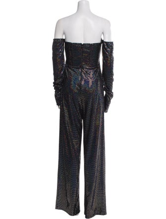 Bronx & Banco Polka Dot Print Off-The-Shoulder Jumpsuit