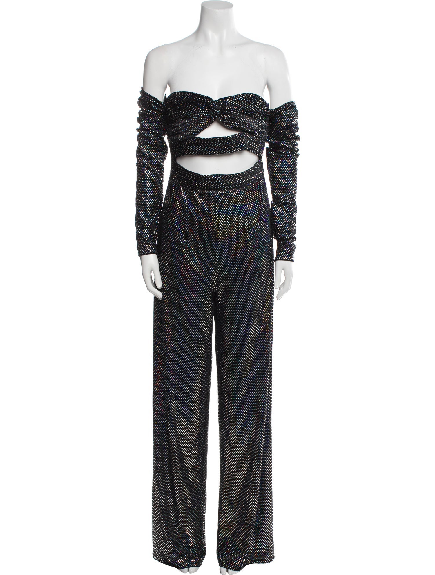 Bronx & Banco Polka Dot Print Off-The-Shoulder Jumpsuit