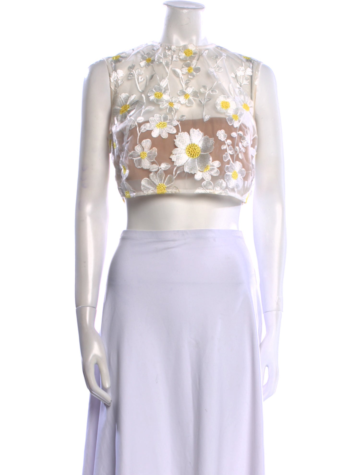 Bronx & Banco Floral Print Bateau Neckline Crop Top