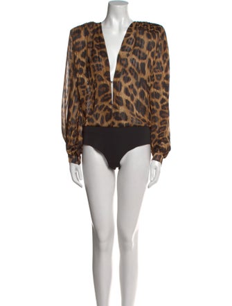 Bronx & Banco Animal Print V-Neck Bodysuit
