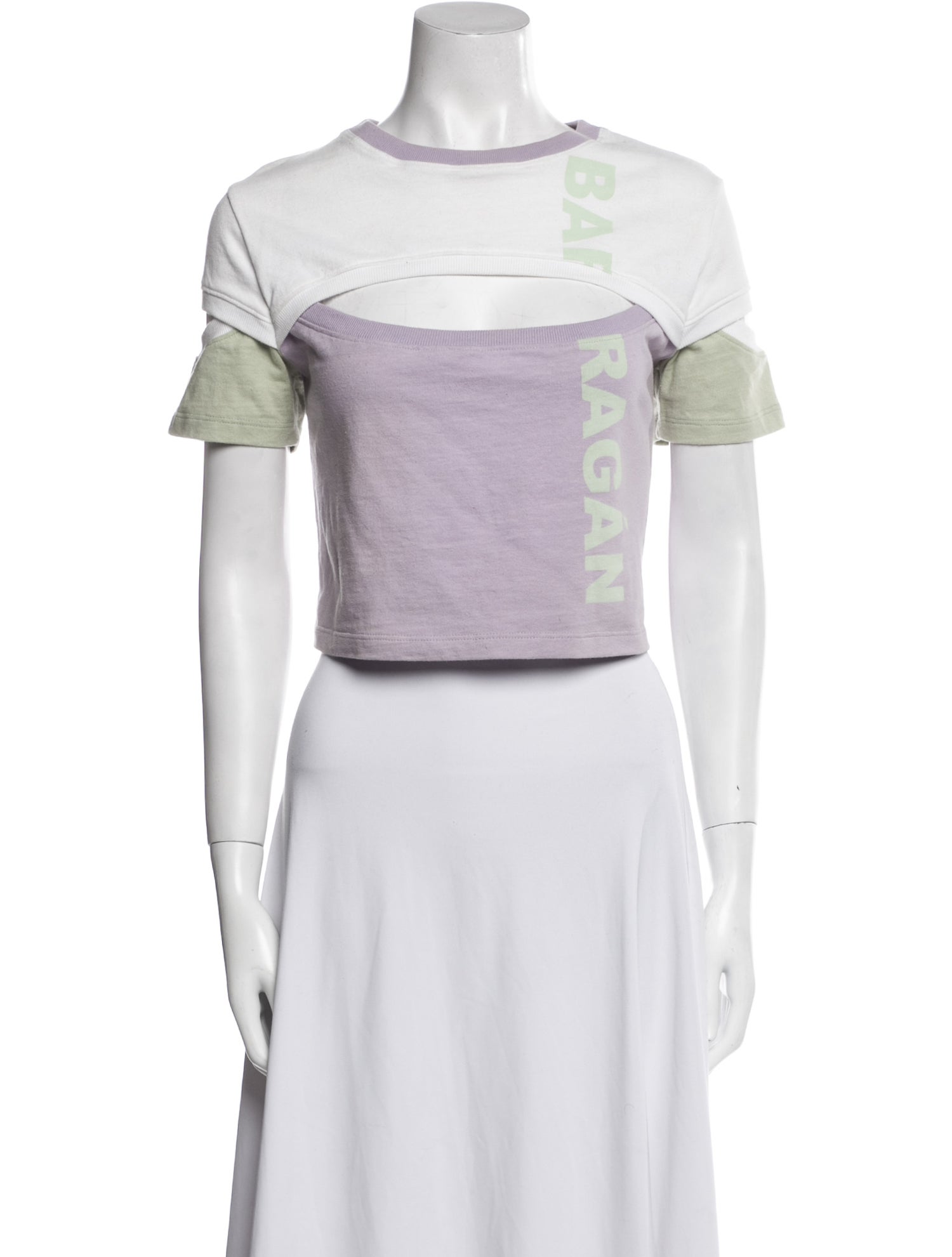 Barragán Bateau Neckline Short Sleeve Crop Top