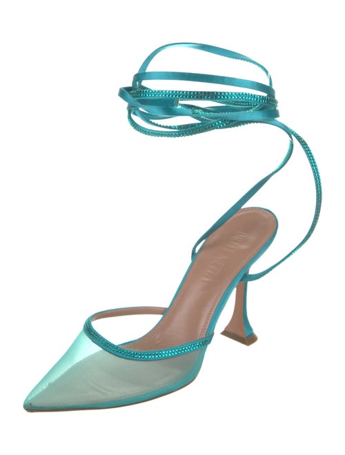 BRITT NETTA Satin Mesh Accents T-Strap Pumps