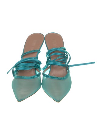 BRITT NETTA Satin Mesh Accents T-Strap Pumps