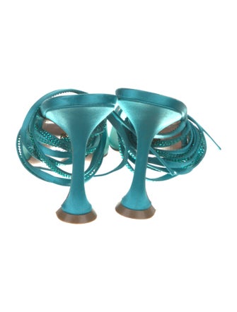 BRITT NETTA Satin Mesh Accents T-Strap Pumps