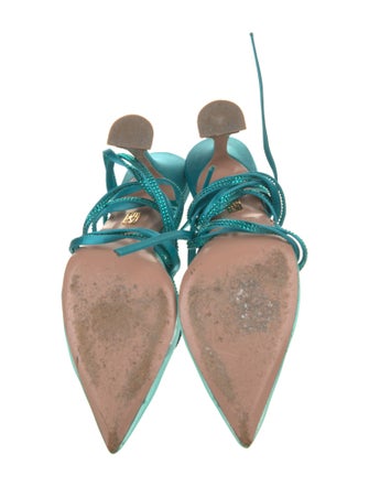 BRITT NETTA Satin Mesh Accents T-Strap Pumps