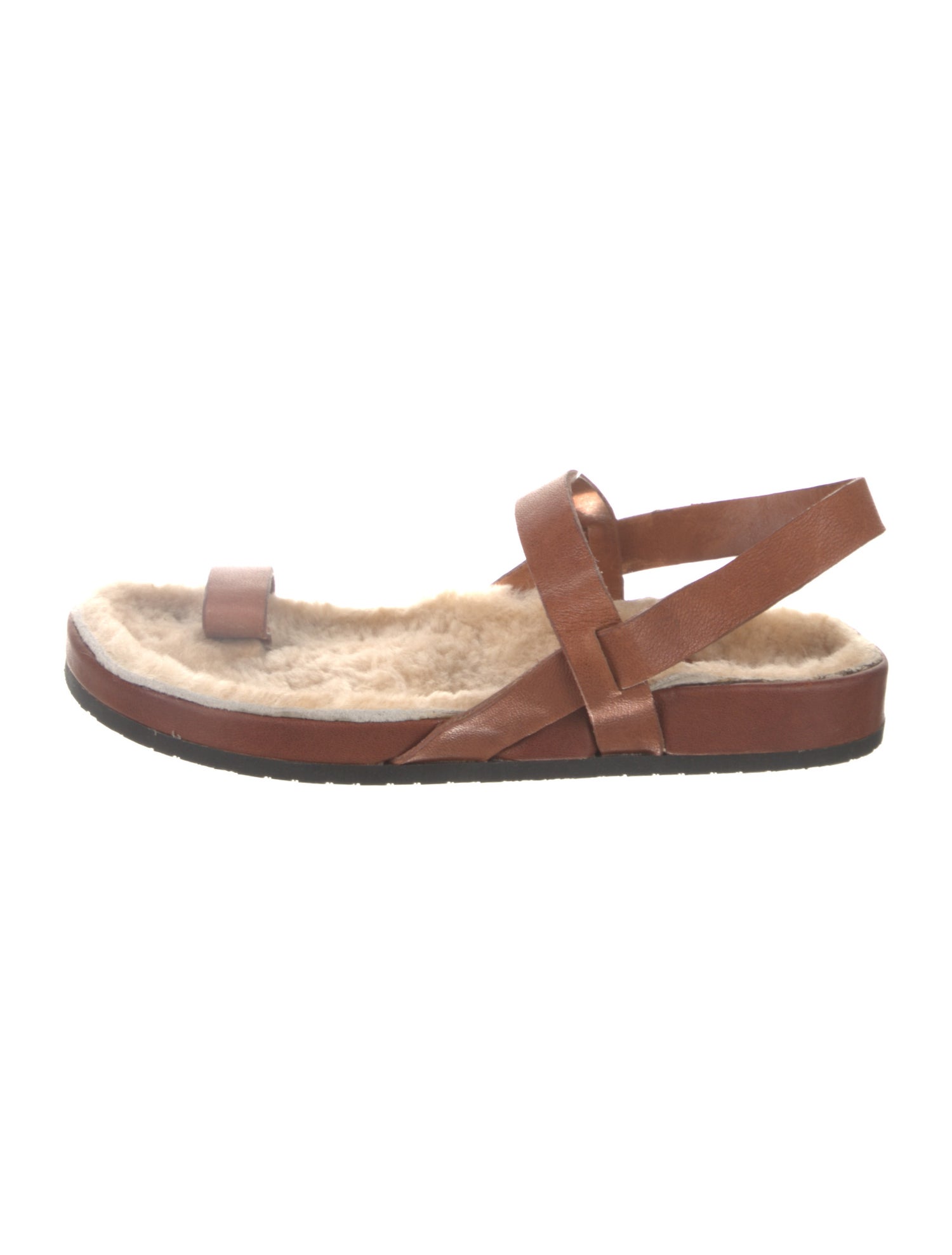 Brother Vellies Leather Faux Fur Trim Slingback Sandals