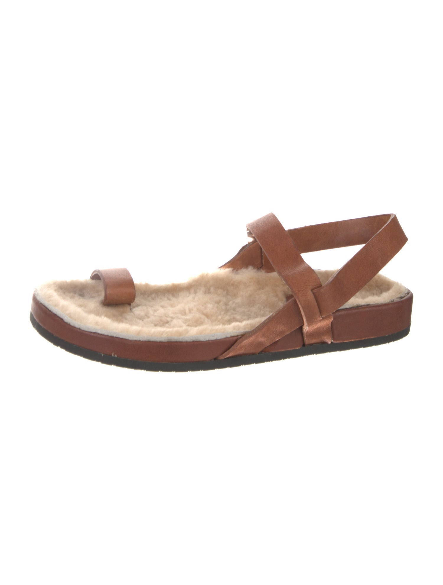Brother Vellies Leather Faux Fur Trim Slingback Sandals