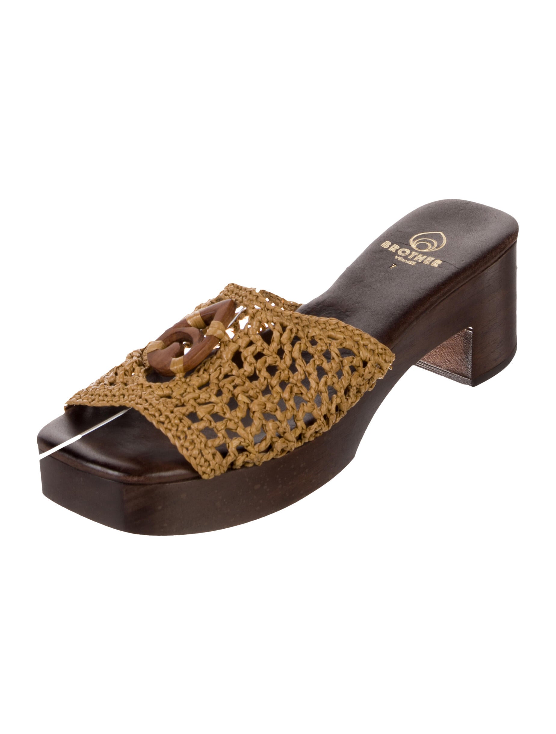 Brother Vellies Wicker Leather Trim Embellishment Slides