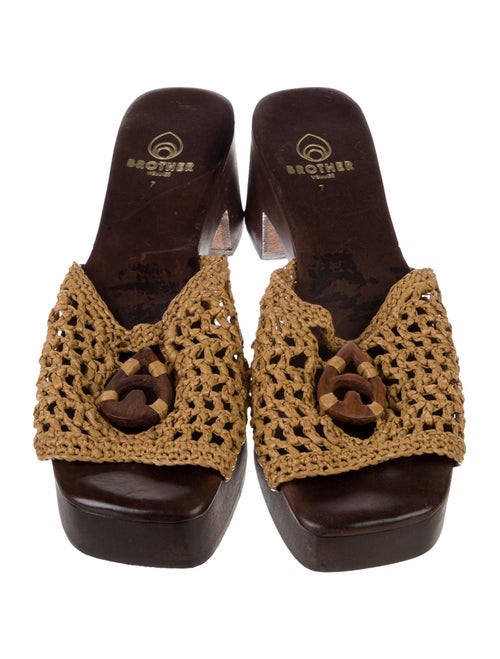 Brother Vellies Wicker Leather Trim Embellishment Slides