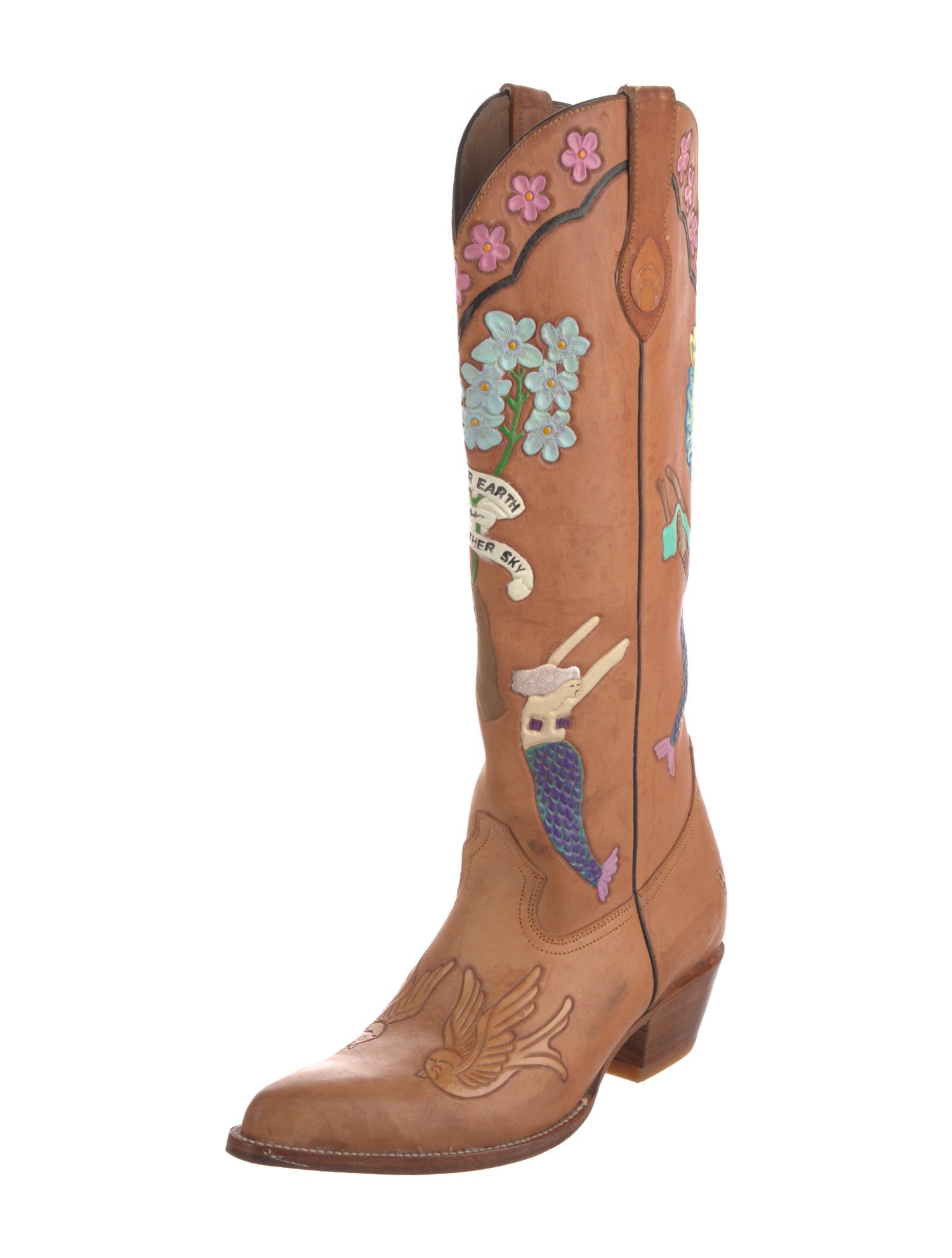 Brother Vellies Leather Graphic Print Western Boots