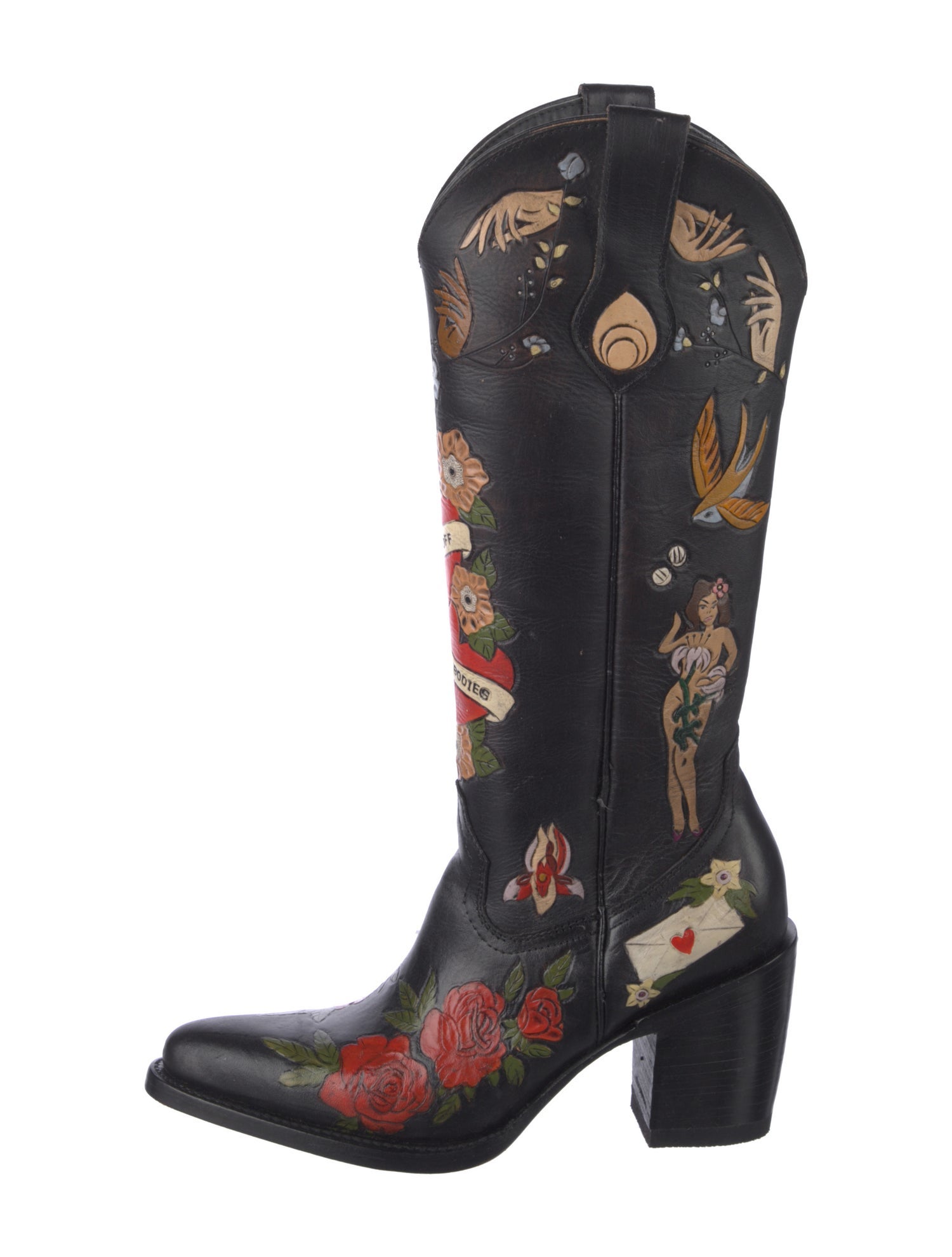 Brother Vellies Leather Floral Print Western Boots