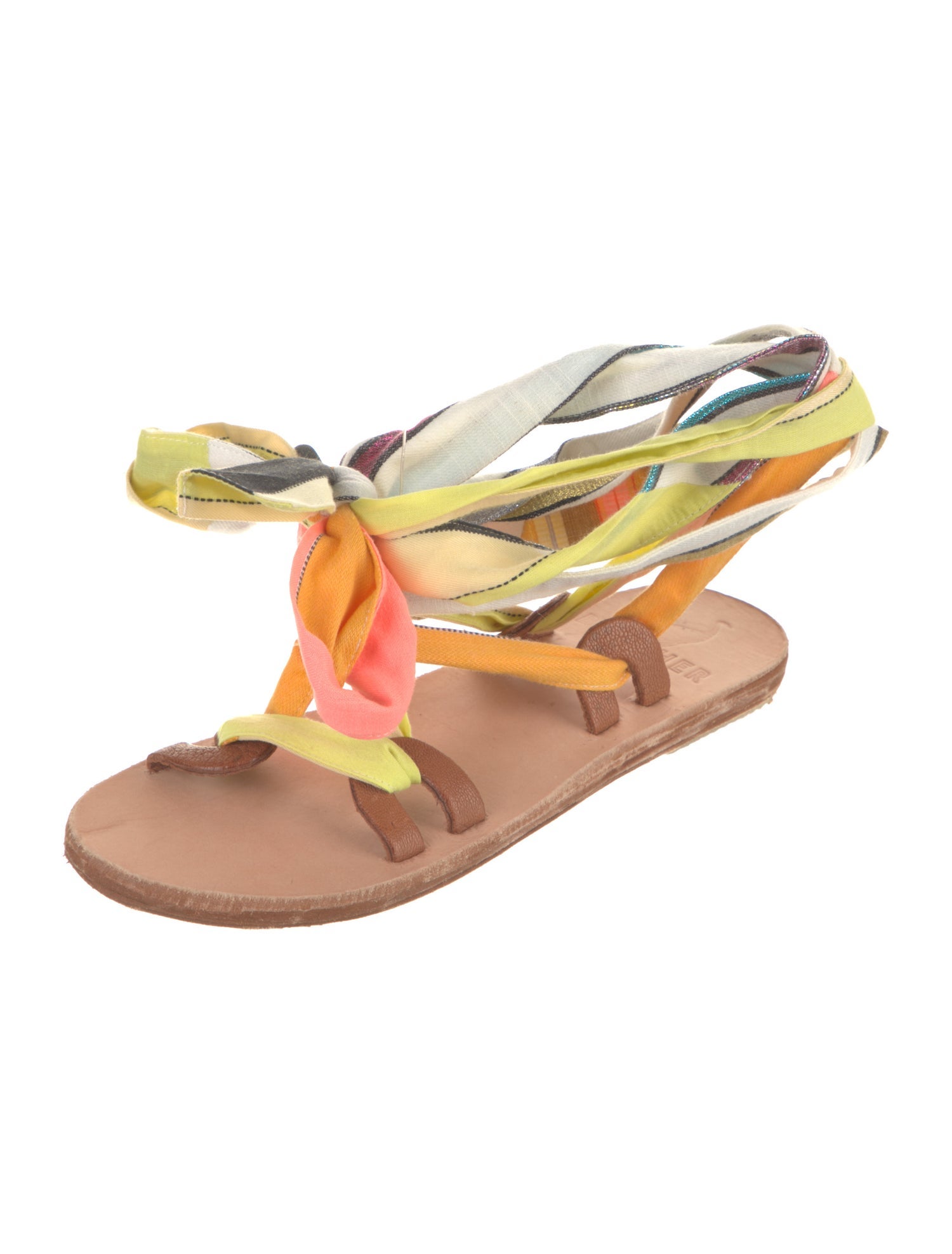 Brother Vellies Leather Colorblock Pattern Gladiator Sandals