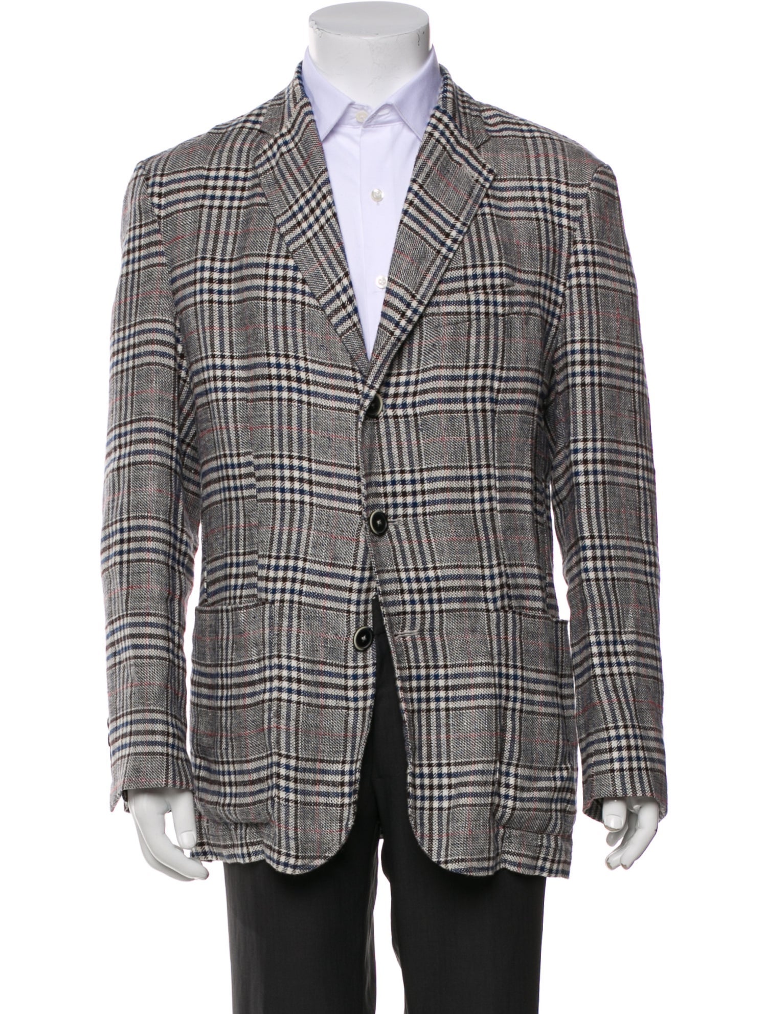 Barena Venezia Linen Plaid Print Moto Jacket