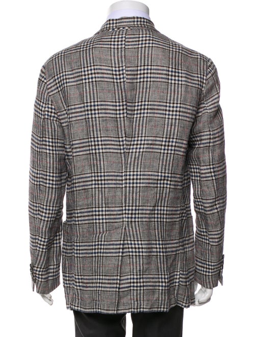 Barena Venezia Linen Plaid Print Moto Jacket