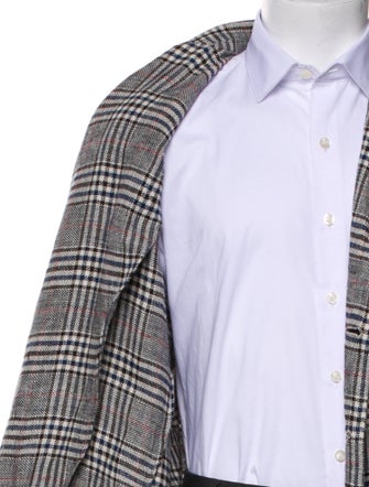 Barena Venezia Linen Plaid Print Moto Jacket