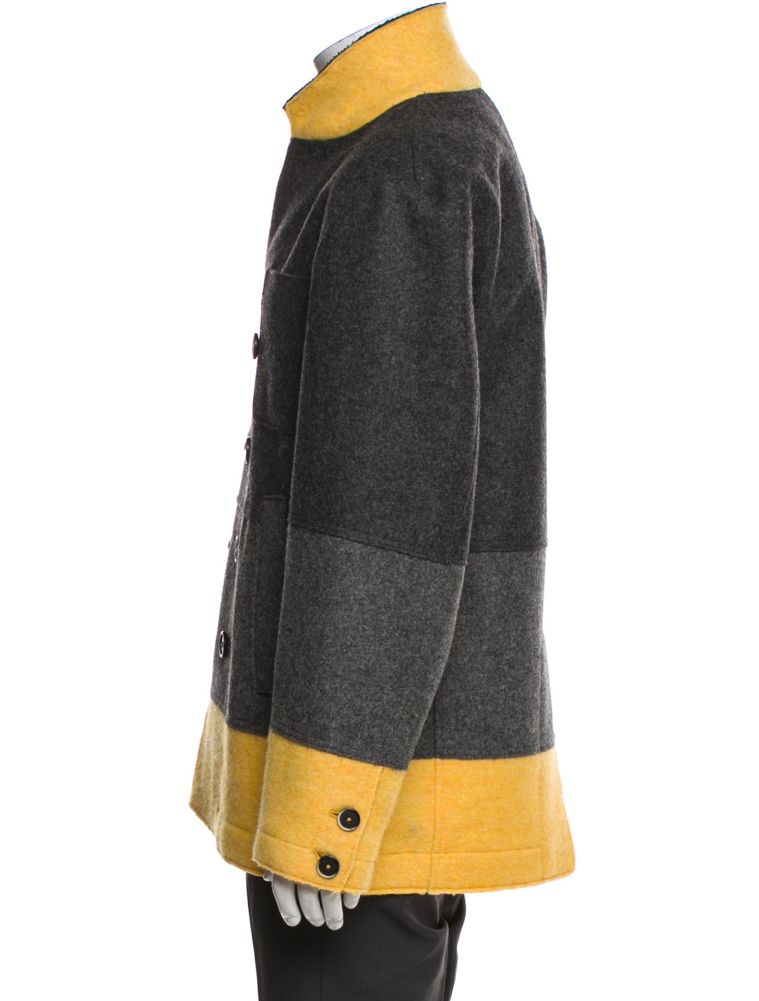 Barena Venezia Virgin Wool Colorblock Pattern Peacoat
