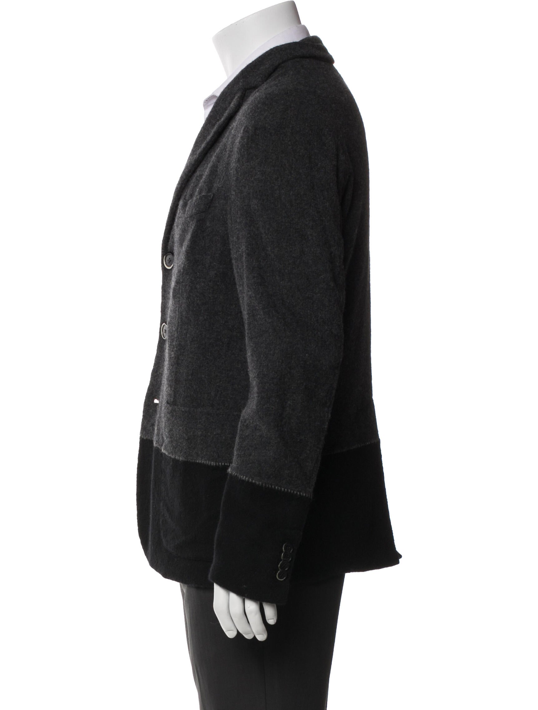 Barena Venezia Virgin Wool Colorblock Pattern Peacoat