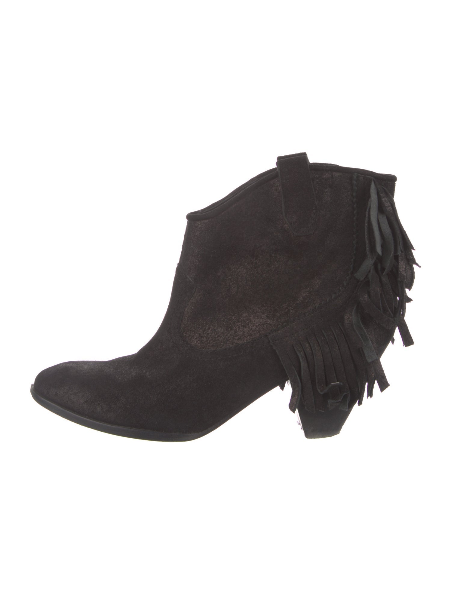 Belle by Sigerson Morrison Suede Fringe Trim Accent Western Boots