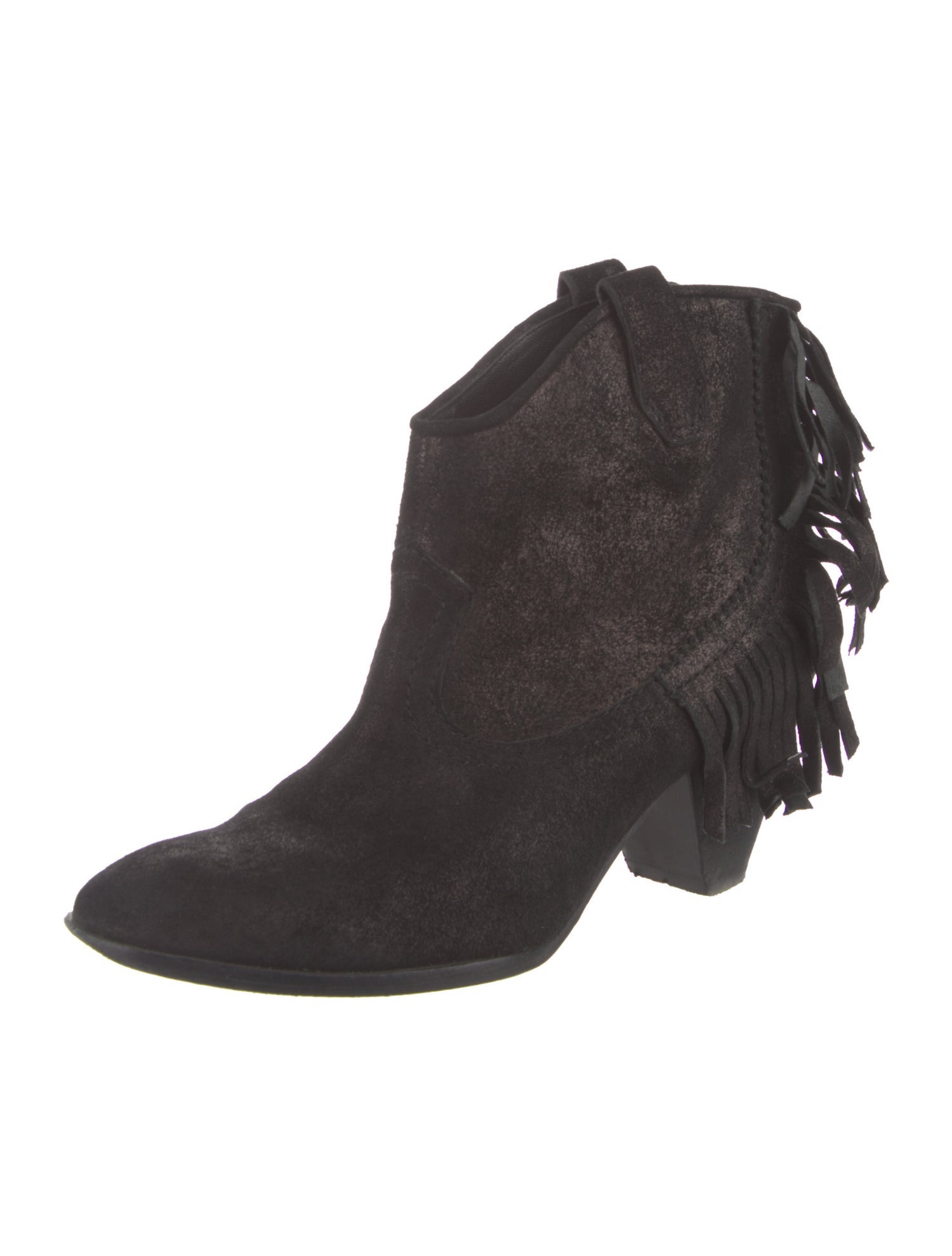 Belle by Sigerson Morrison Suede Fringe Trim Accent Western Boots