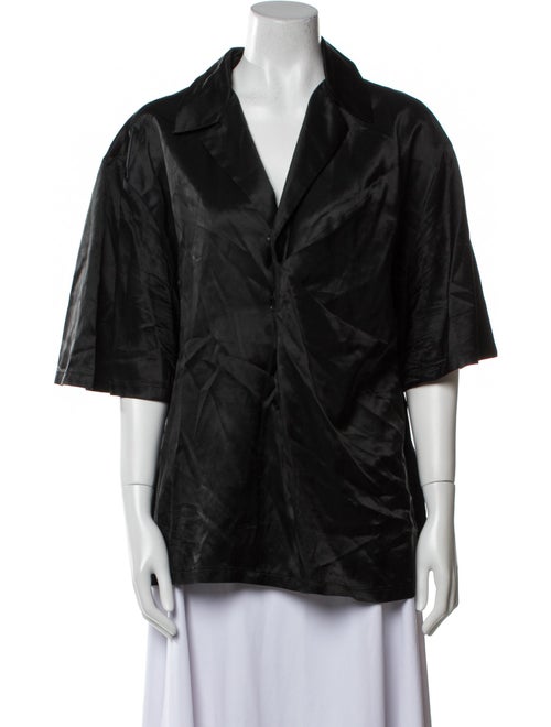 Bianca Saunders Silk Three-Quarter Sleeve Button-Up Top