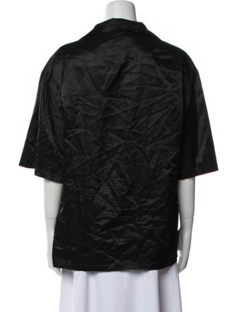 Bianca Saunders Silk Three-Quarter Sleeve Button-Up Top