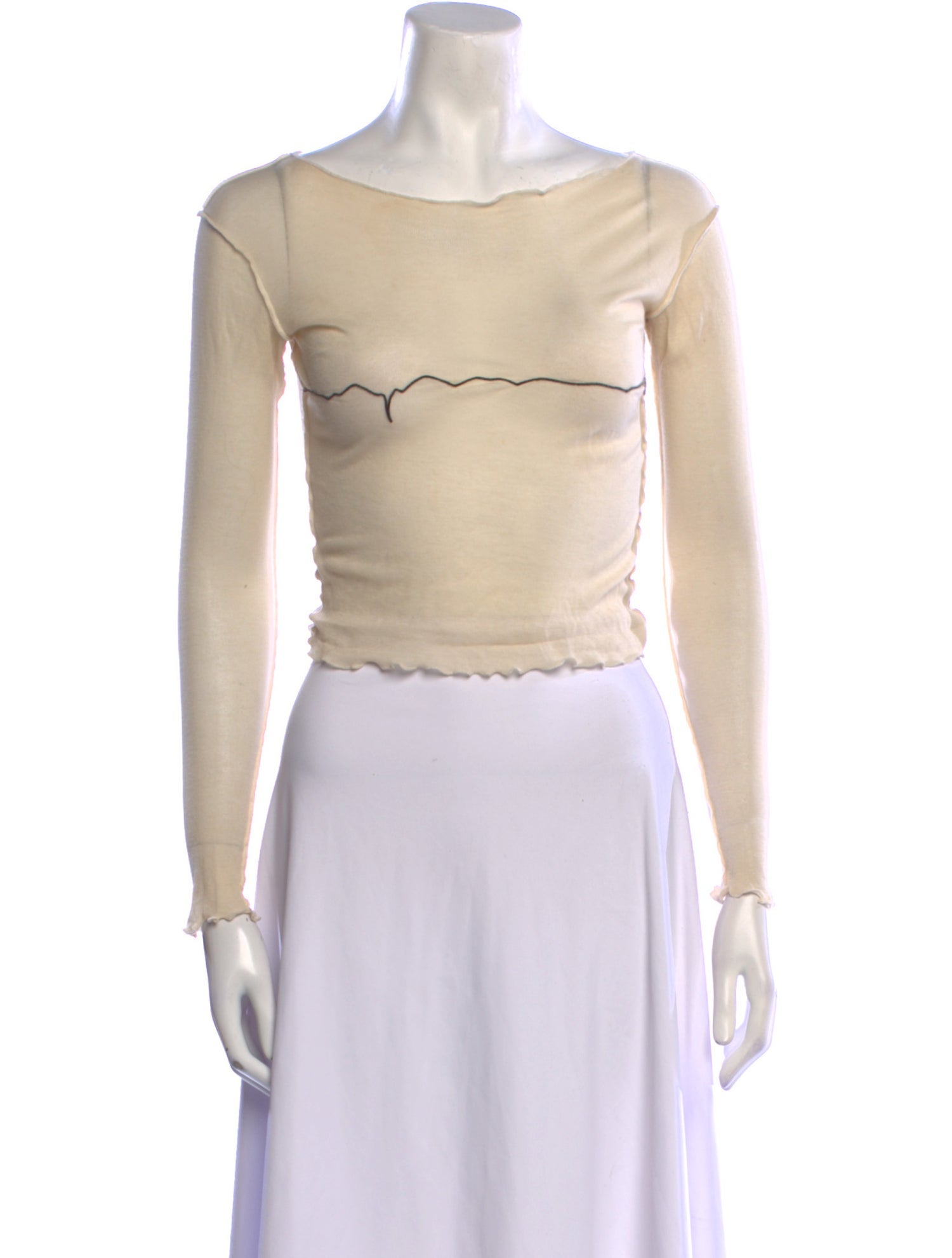 Baserange Bateau Neckline Long Sleeve Crop Top