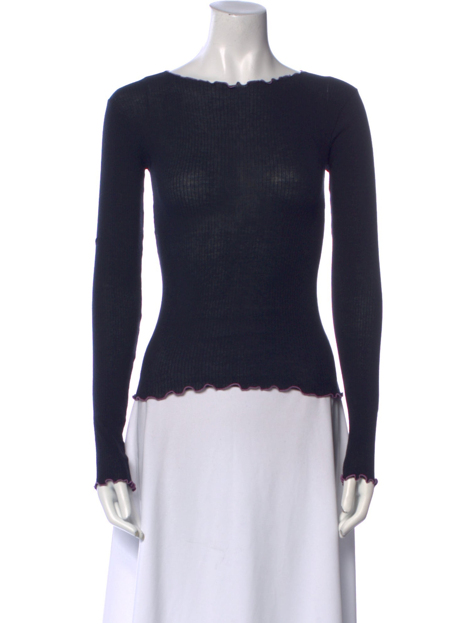 Baserange Bateau Neckline Long Sleeve Top