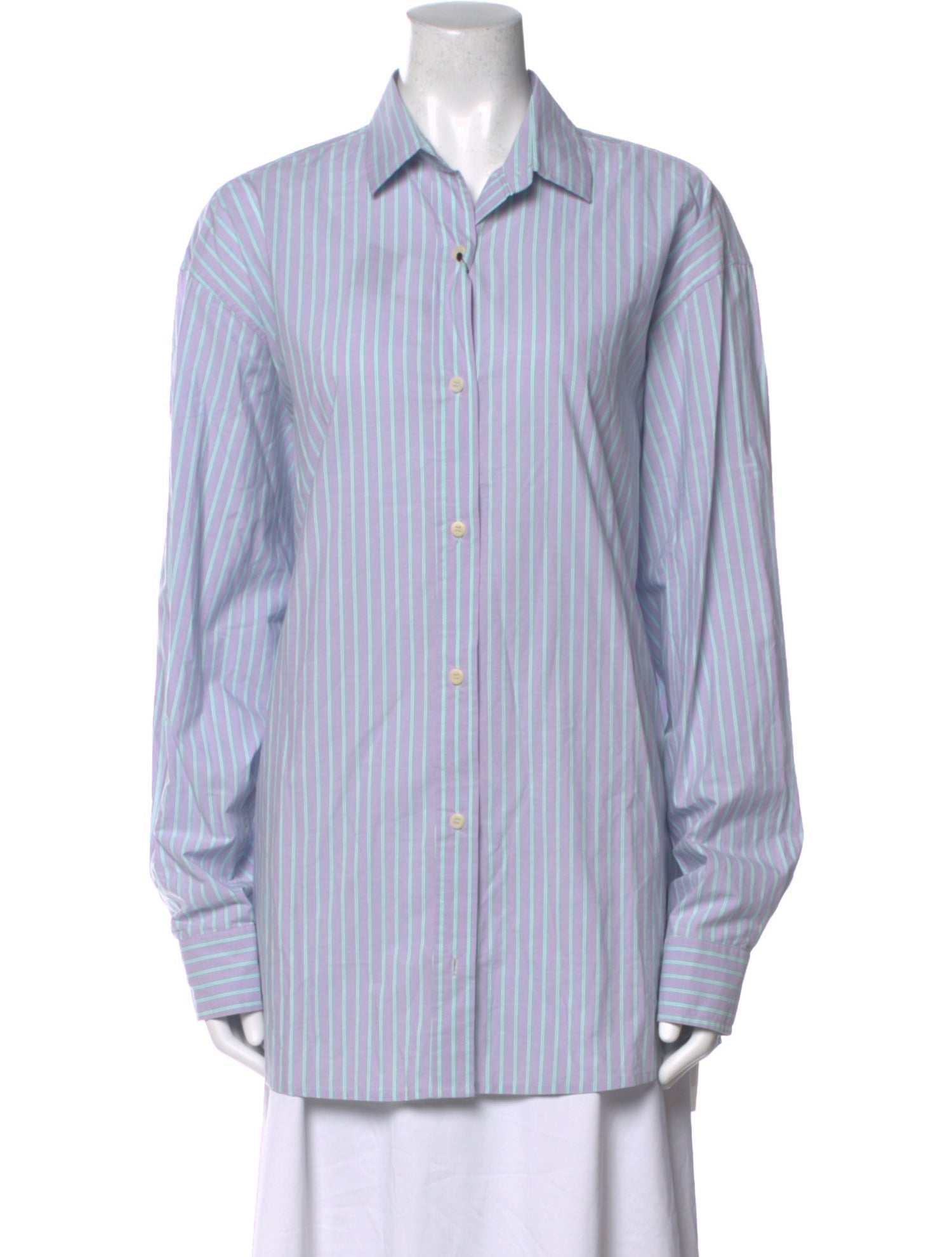 Baserange Striped Long Sleeve Button-Up Top