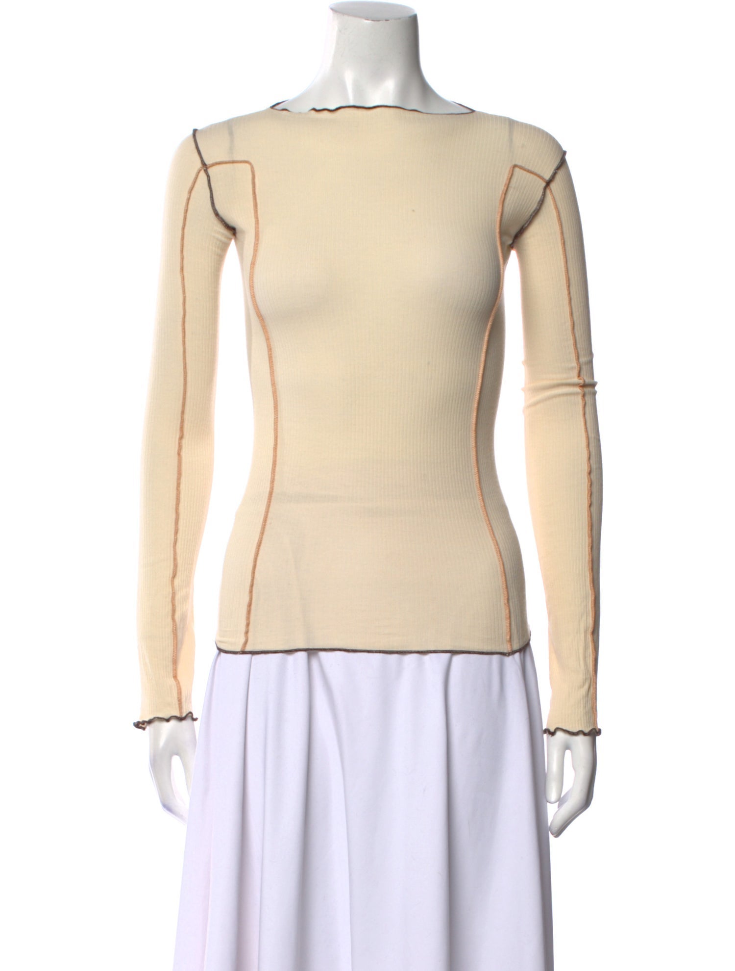 Baserange Bateau Neckline Long Sleeve Top