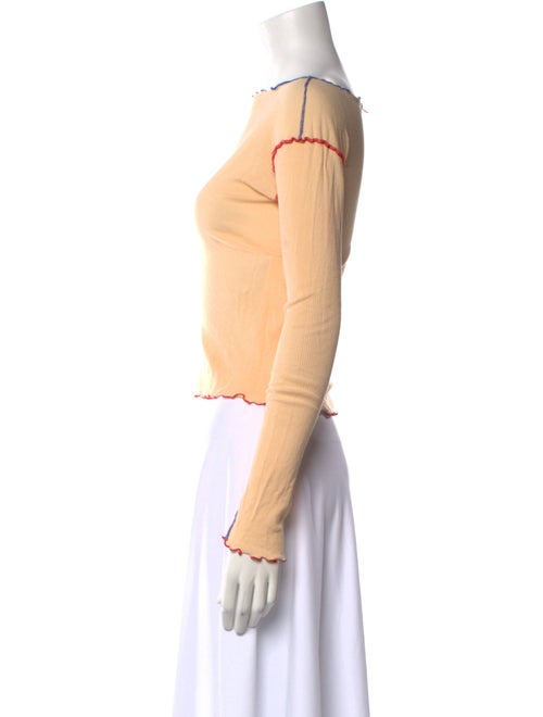 Baserange Bateau Neckline Long Sleeve Crop Top