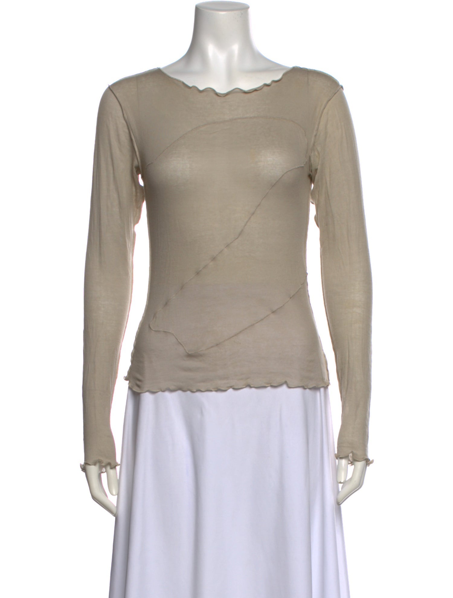 Baserange Bateau Neckline Long Sleeve Blouse