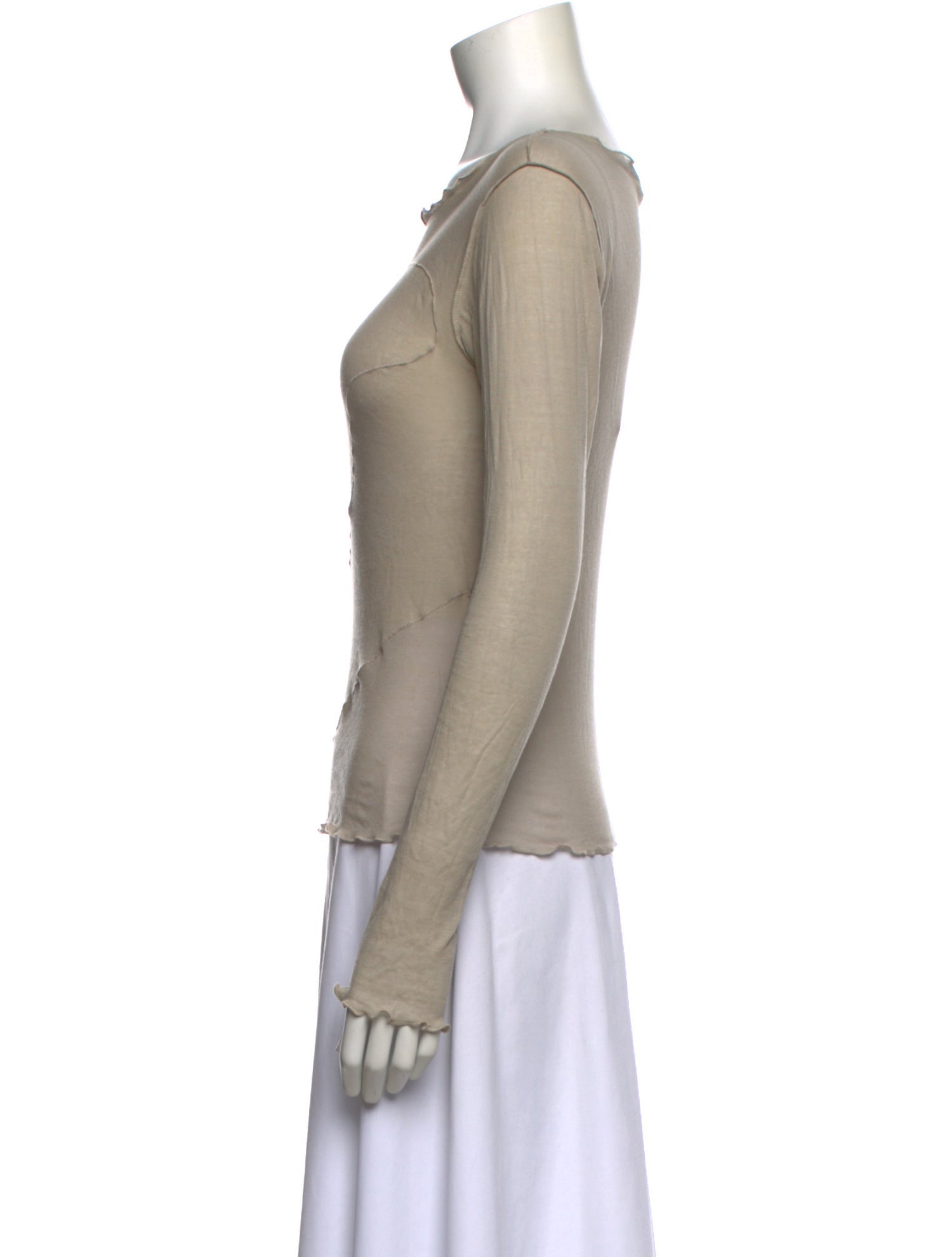 Baserange Bateau Neckline Long Sleeve Blouse