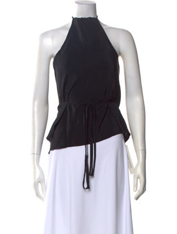 Pre-owned Baserange Silk Halterneck Top W/ Tags In Black