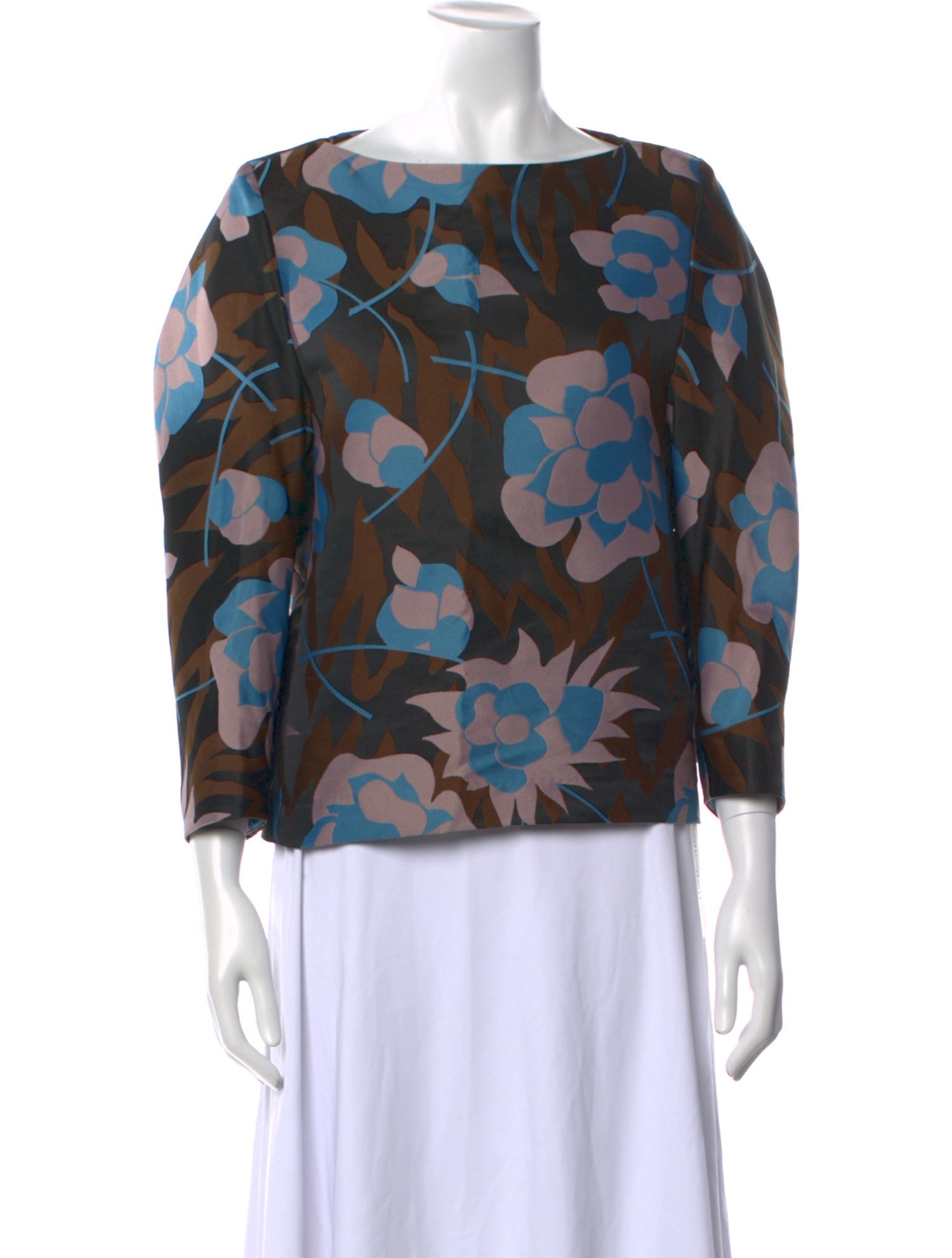 Bianca Spender Printed Bateau Neckline Blouse