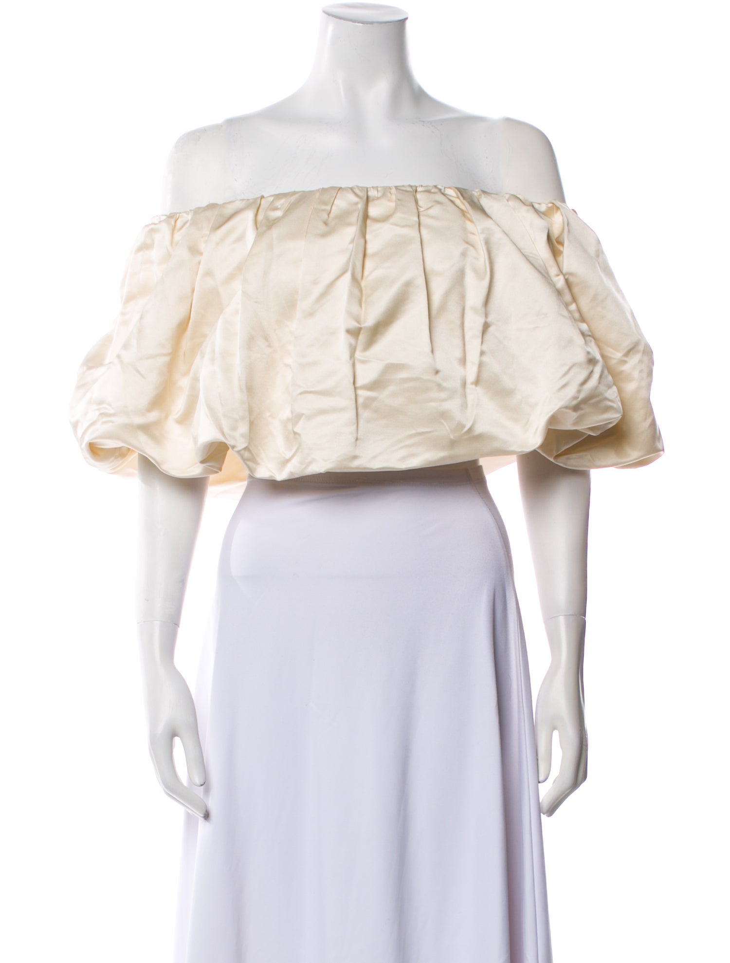 Bianca Spender Silk Off-The-Shoulder Crop Top