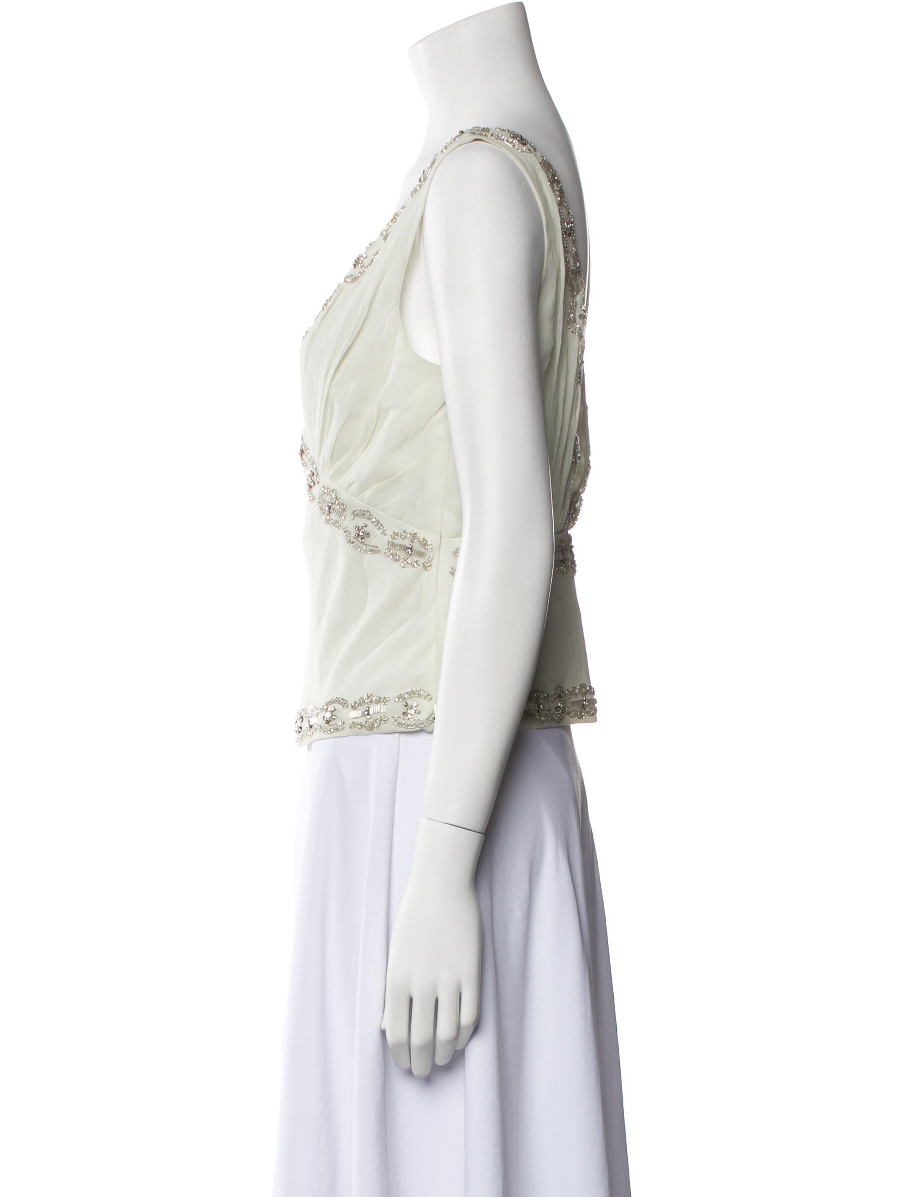 Basix Silk Plunge Neckline Crop Top