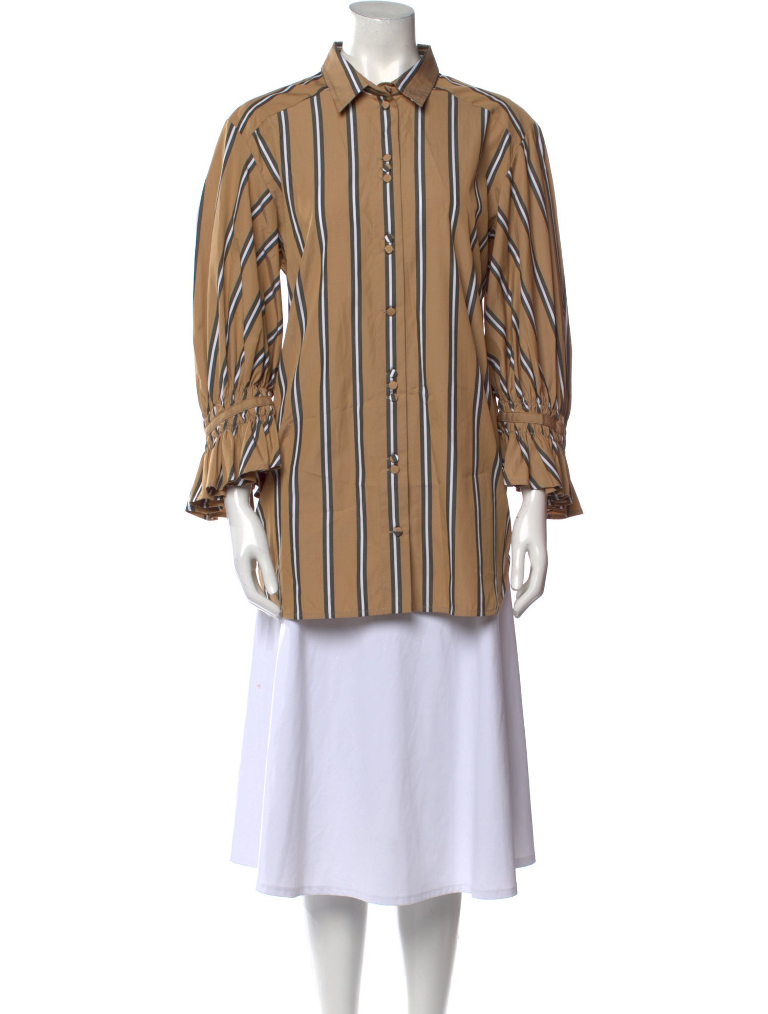 Britt sisseck Striped Long Sleeve Button-Up Top