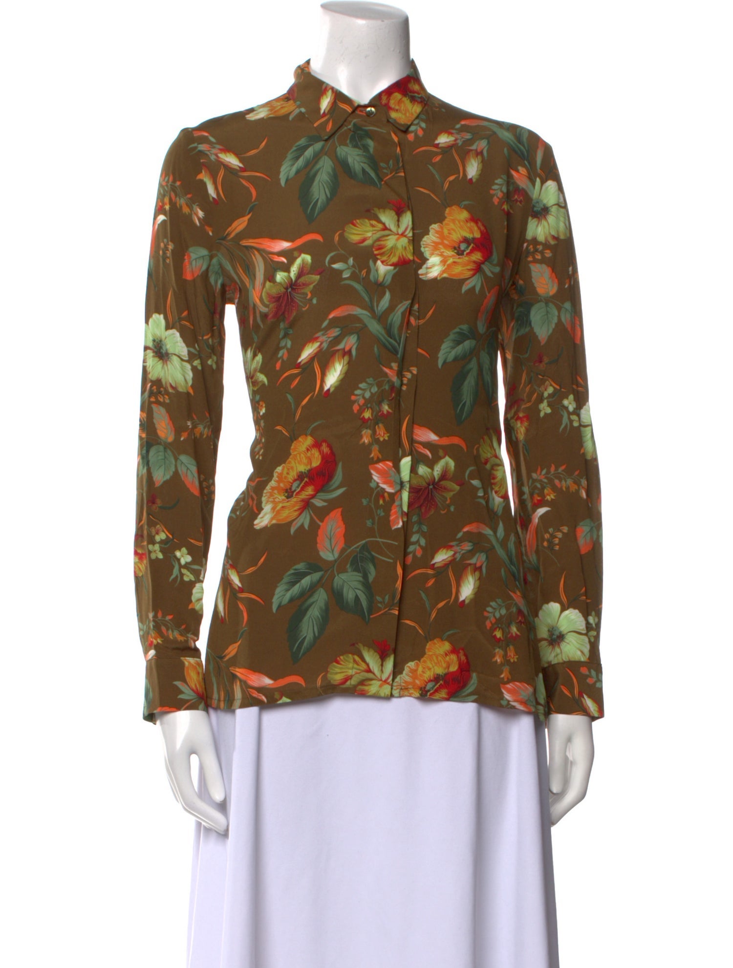 Britt sisseck Silk Floral Print Button-Up Top