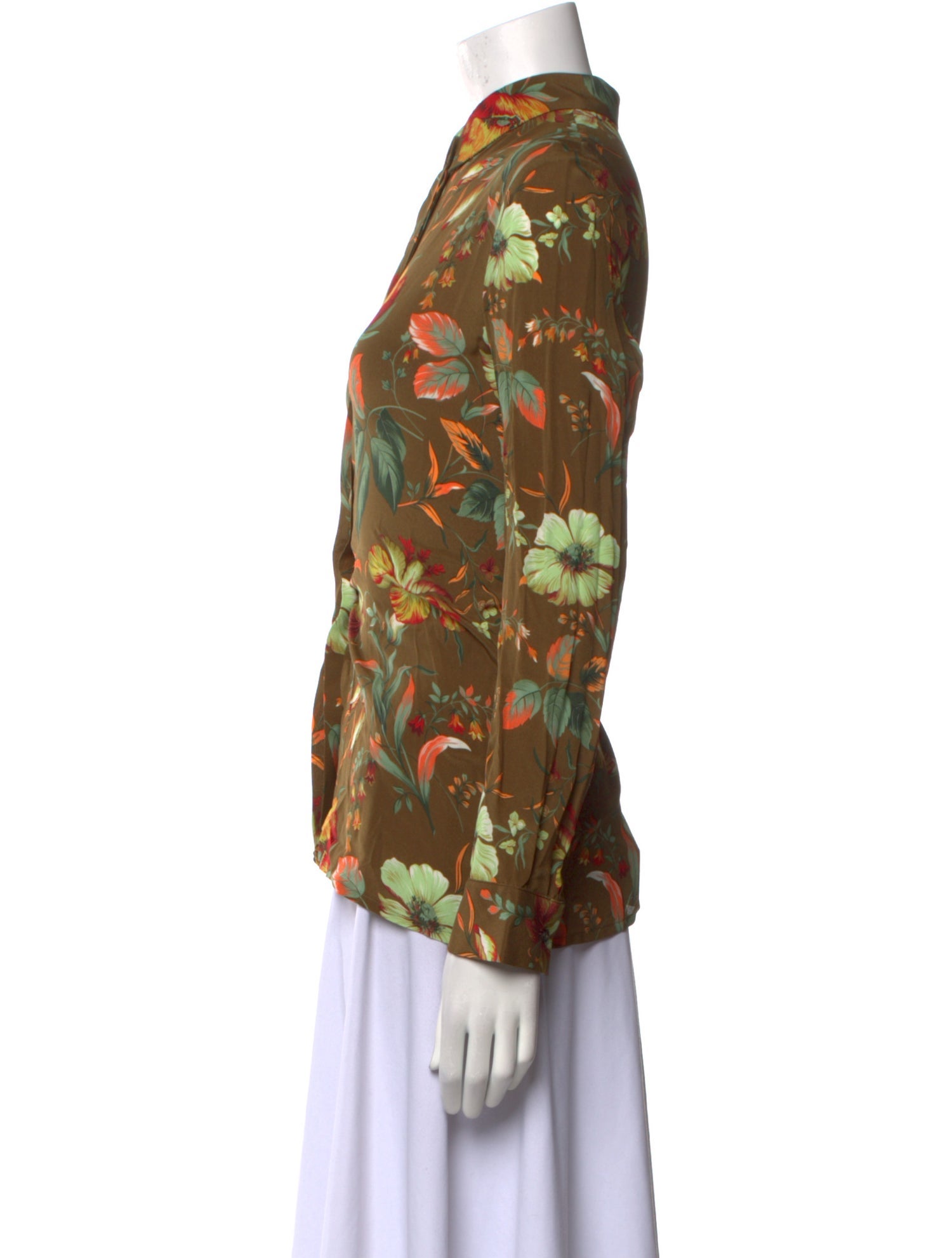 Britt sisseck Silk Floral Print Button-Up Top