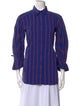 Britt sisseck Striped Three-Quarter Sleeve Button-Up Top