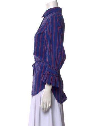 Britt sisseck Striped Three-Quarter Sleeve Button-Up Top