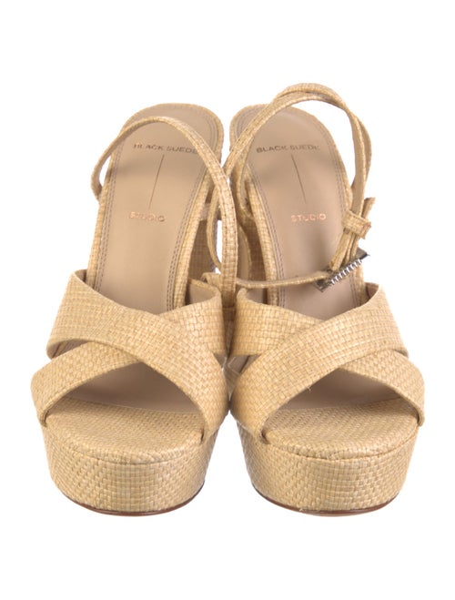 Black Suede Studio Rattan Crystal Embellishments Sandals