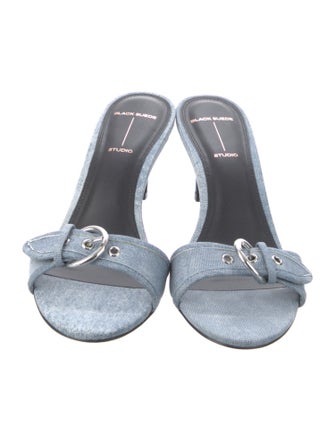 Black Suede Studio Denim Slides