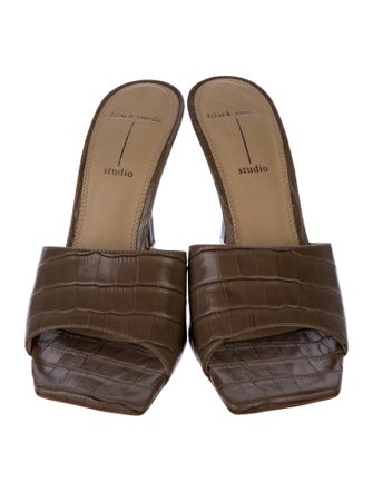 Black Suede Studio Leather Slides