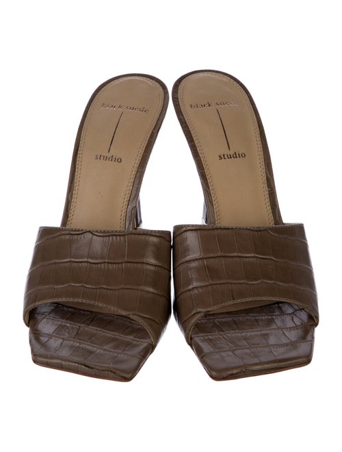 Black Suede Studio Leather Slides