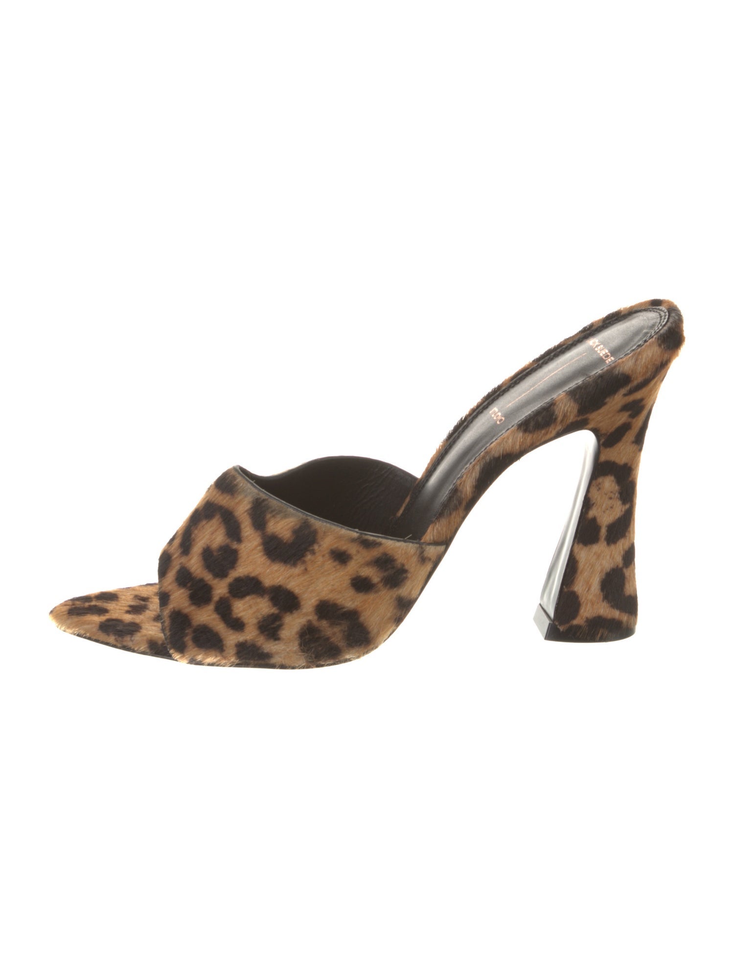 Black Suede Studio Calf Hair Animal Print Slides