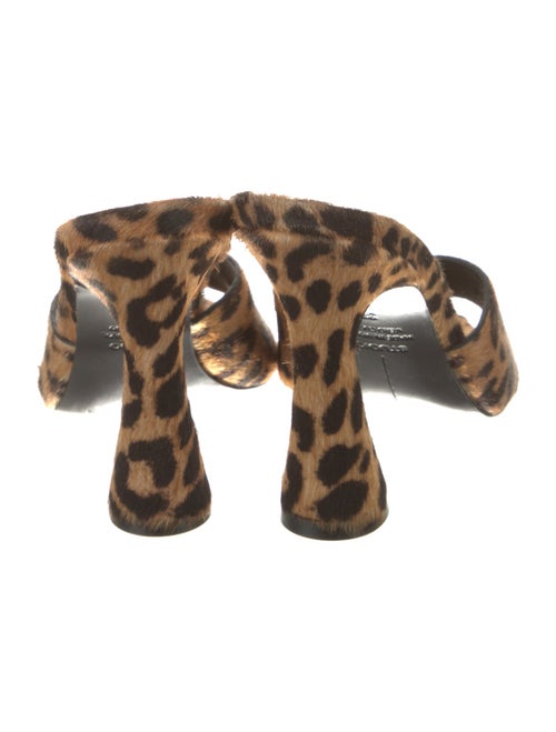 Black Suede Studio Calf Hair Animal Print Slides