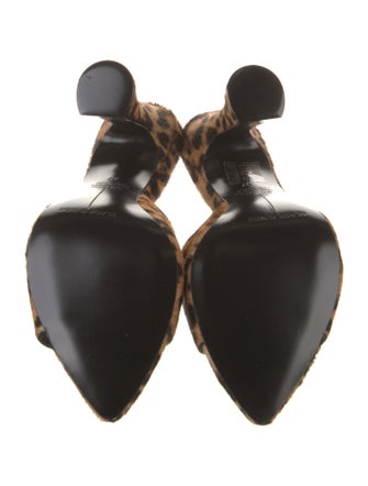 Black Suede Studio Calf Hair Animal Print Slides